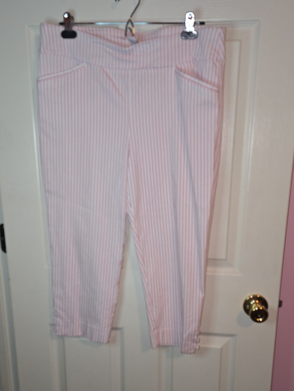 Chico's Pink and White Striped Cropped Pants